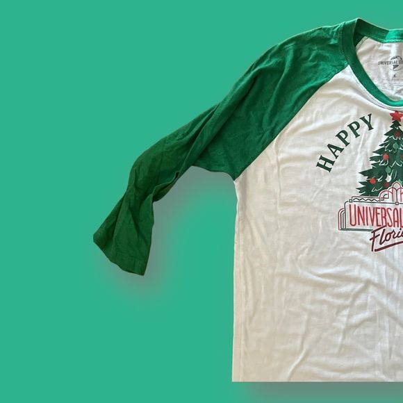 Universal Studios Florida Happy Holidays Christmas 3/4 Sleeve Jeresy Large Tee - Picture 5 of 6